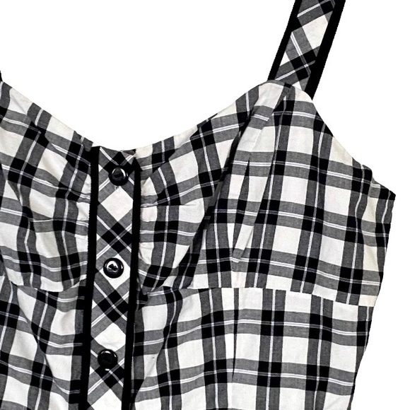 Donna B Taylor Sleeveless Gingham Button Front Dress Black & White Plaid Mini 12 - Picture 5 of 16